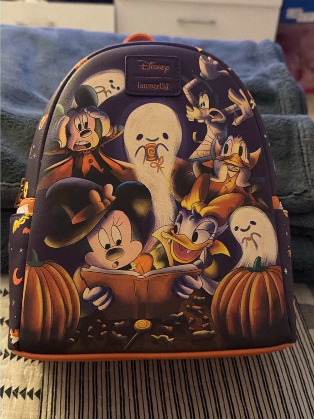 Loungefly Purple Halloween Disney Mini Backpack with Matching Wallet - Picture 2 of 6